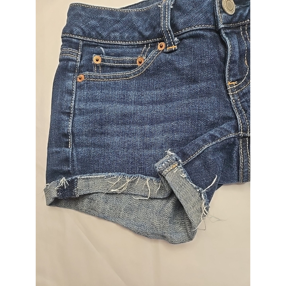 American Eagle Low Rise Denim Shorts Size 0 Y2K Distressed Cutoff Festival - Picture 7 of 12